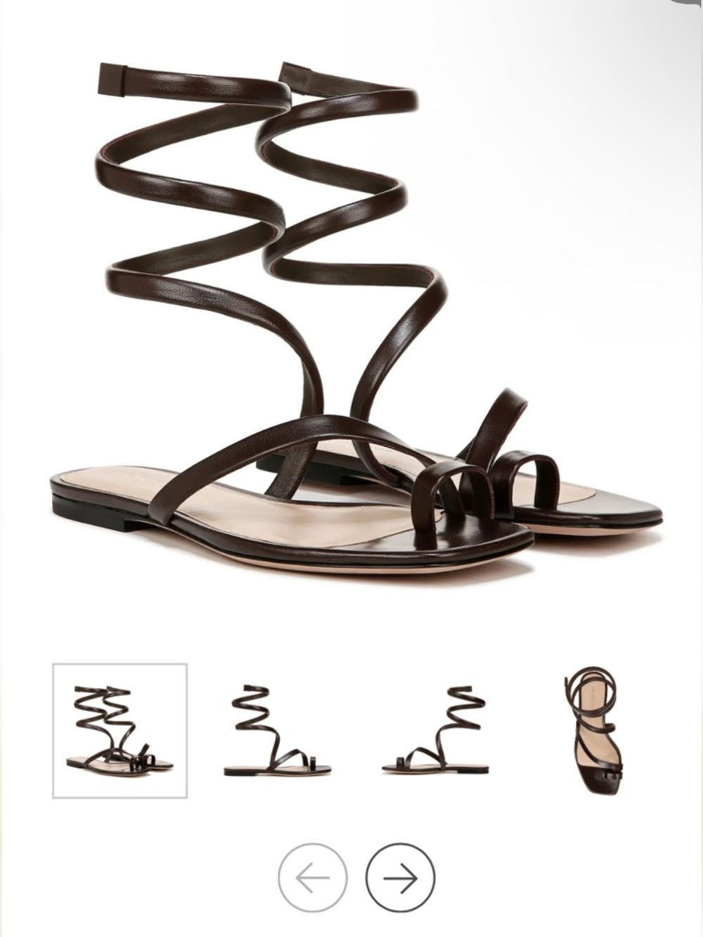 New!! Veronica Beard Brown Spiral Ankle-Wrap Gladiator Sandal